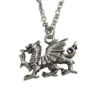 Kiola Designs Silver Toned Textured Welsh Dragon Cufflinks